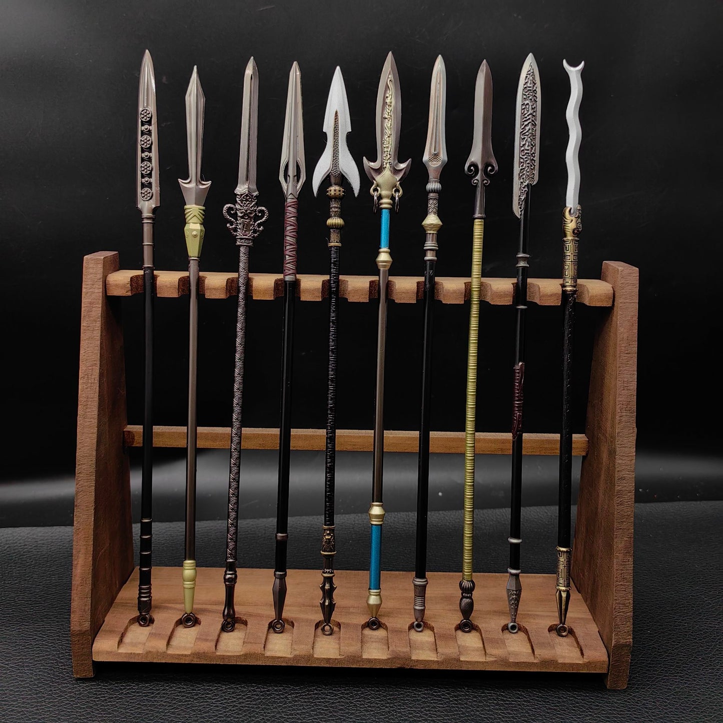 10-Layer Vertical Small Sword Small Long Handle Weapon Wood Display Holder Wooden Kit