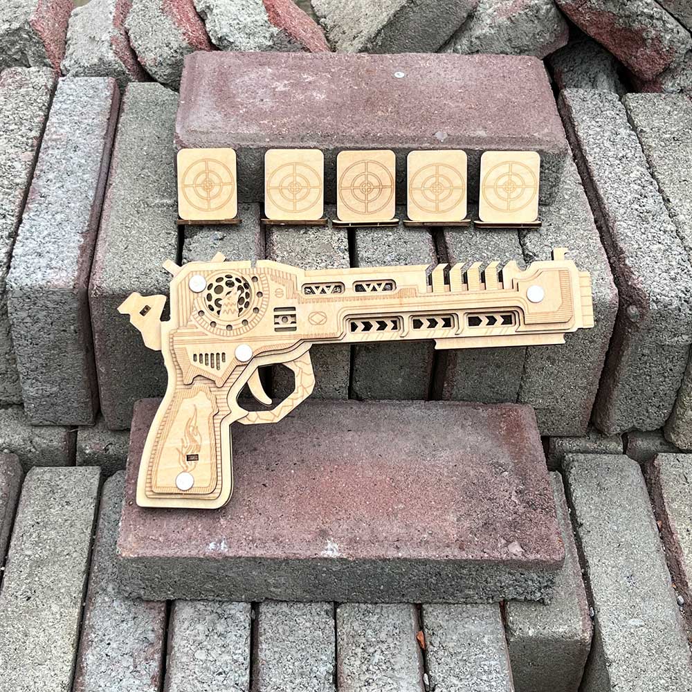 3D Gun Puzzle Wooden Rubber Band Gun Model Kit