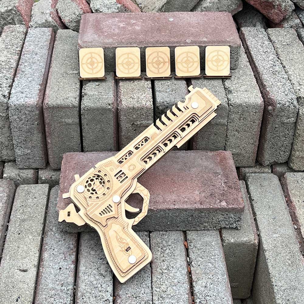 3D Gun Puzzle Wooden Rubber Band Gun Model Kit