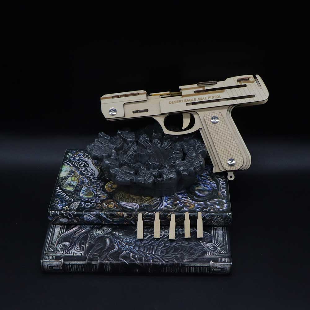 Assembled Wooden Rubber Band Gun Pistol Model Kit With Wooden bullets