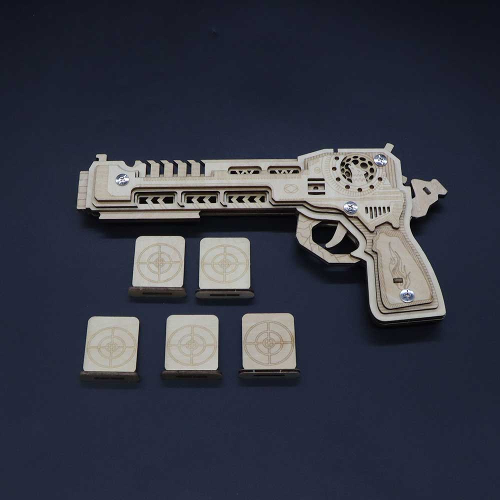 3D Gun Puzzle Wooden Rubber Band Gun Model Kit