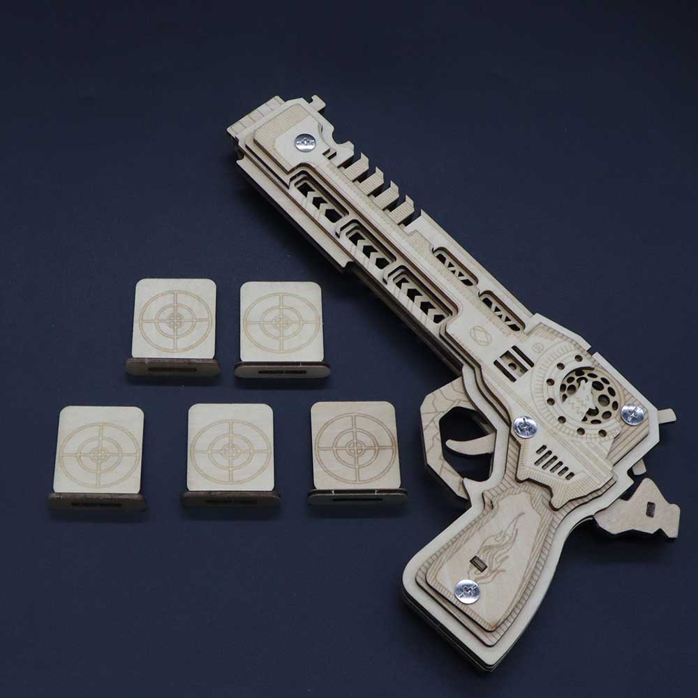 3D Gun Puzzle Wooden Rubber Band Gun Model Kit
