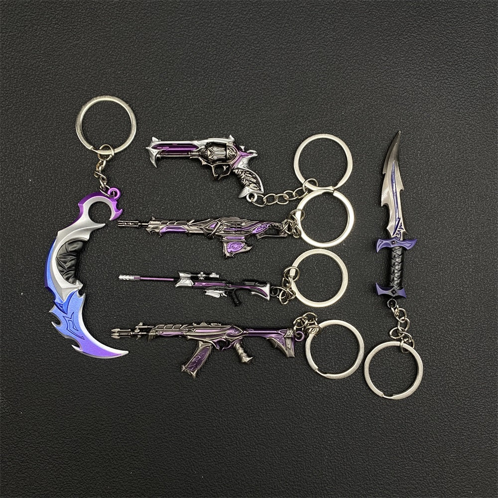 Metal Game Weapon Gun Dagger Keychain With Gift Box