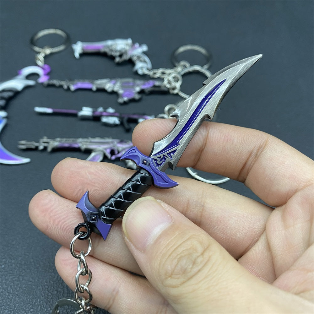 Metal Game Weapon Gun Dagger Keychain With Gift Box