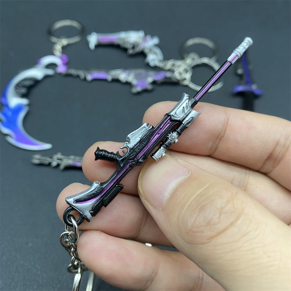 Metal Game Weapon Gun Dagger Keychain With Gift Box