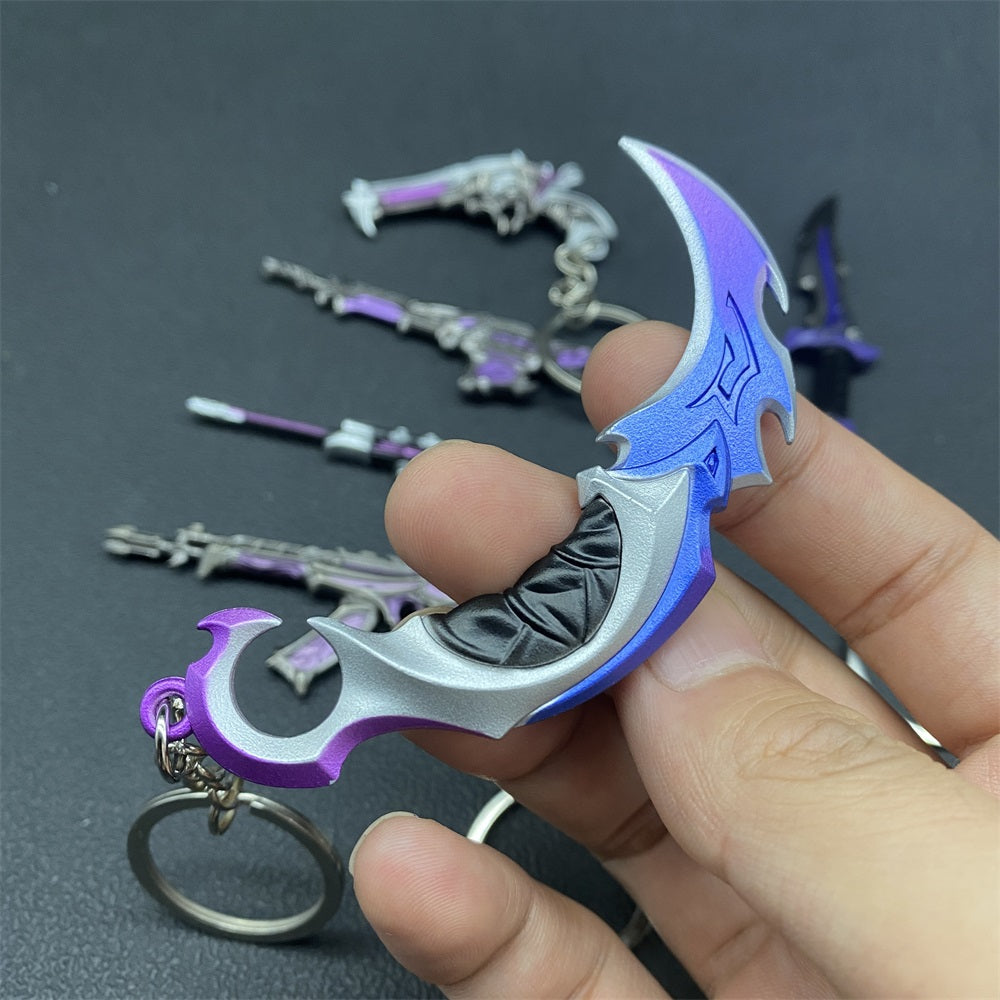 Metal Game Weapon Gun Dagger Keychain With Gift Box