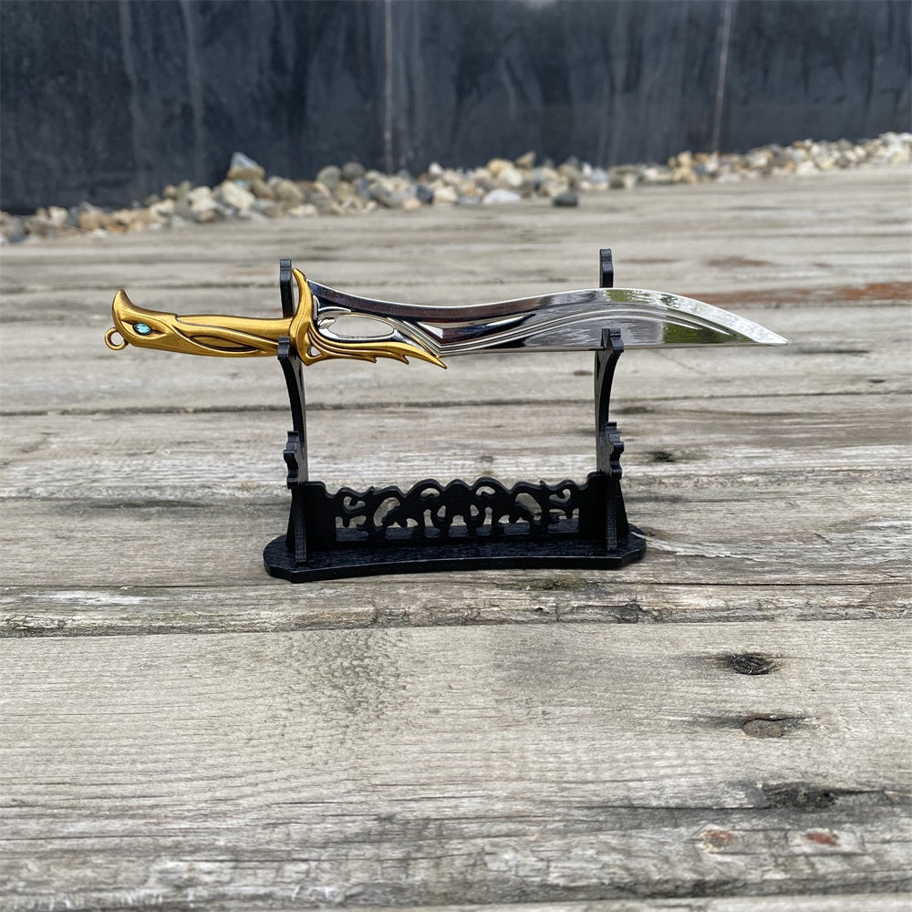 2-Layer Wooden Small Swords Weapon Display Holder