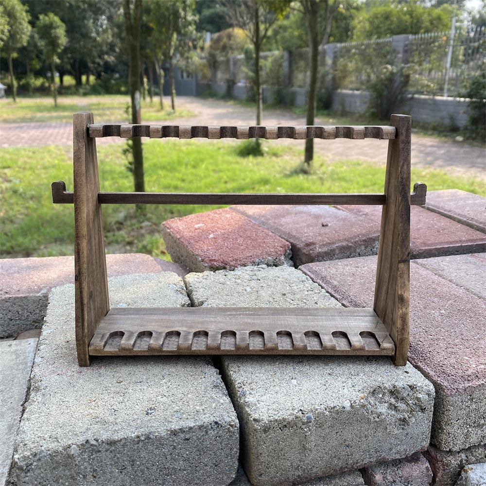 10-Layer Vertical Small Sword Small Long Handle Weapon Wood Display Holder Wooden Kit