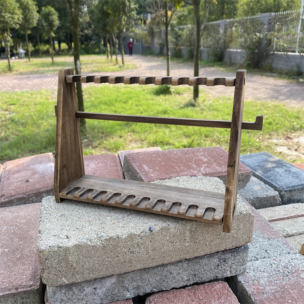 10-Layer Vertical Small Sword Small Long Handle Weapon Wood Display Holder Wooden Kit