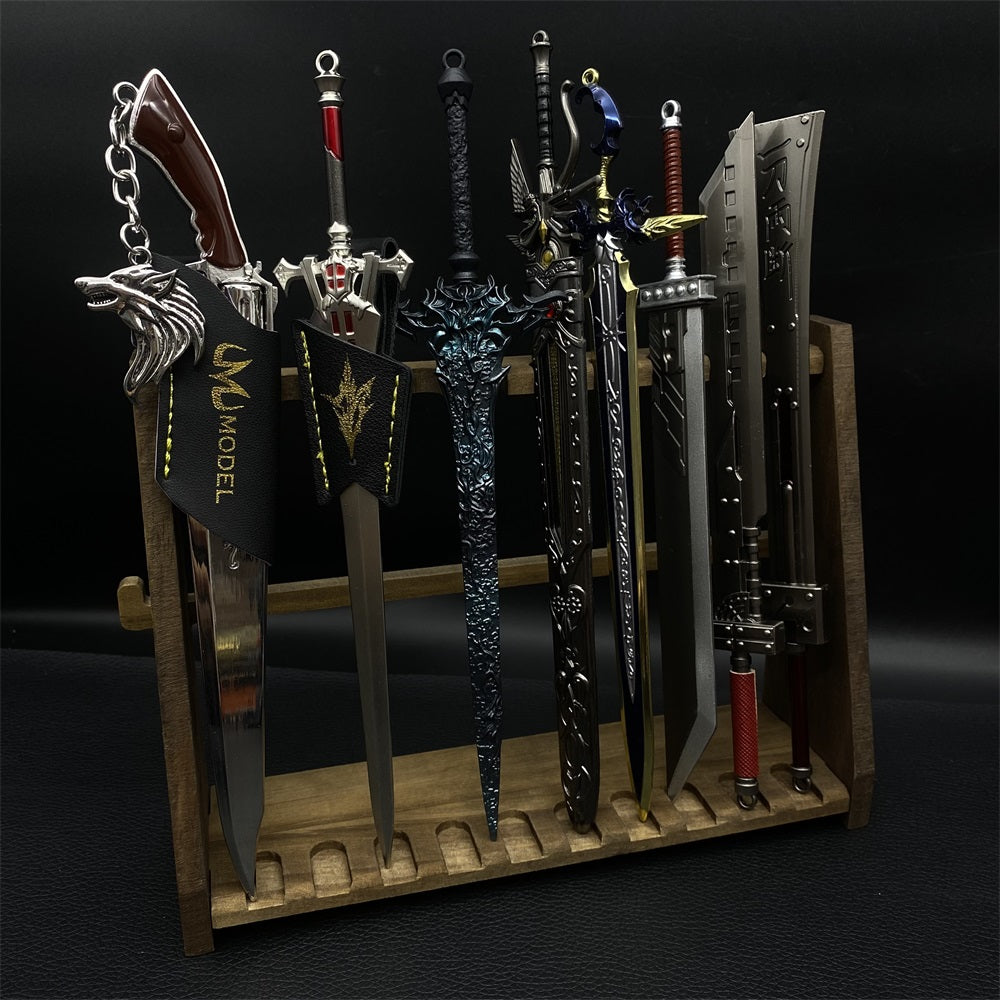 10-Layer Vertical Small Sword Small Long Handle Weapon Wood Display Holder Wooden Kit