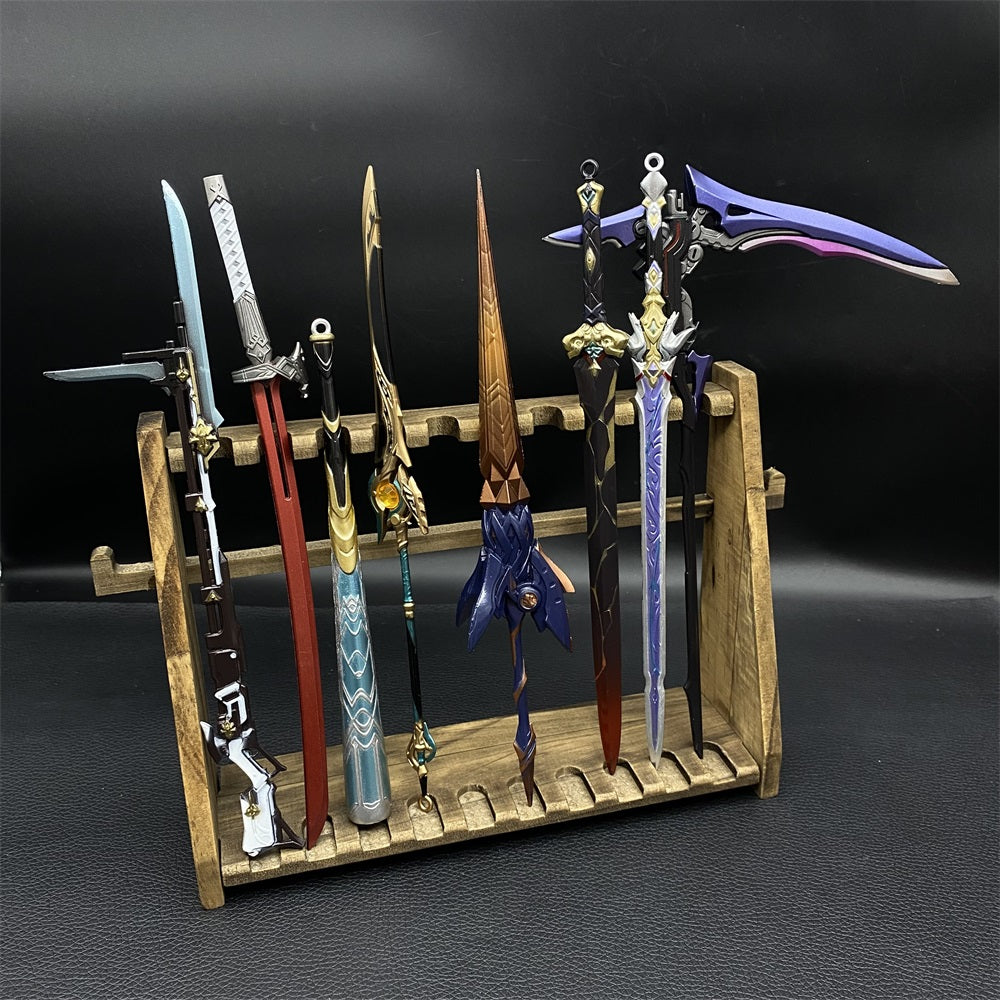 10-Layer Vertical Small Sword Small Long Handle Weapon Wood Display Holder Wooden Kit