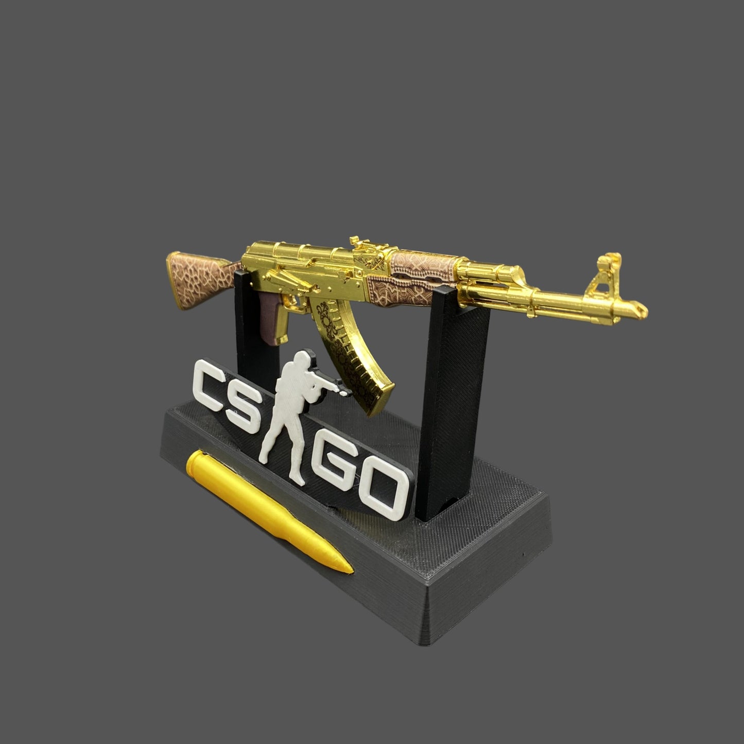 Mini AK-47 Gold Arabesque Metal Model CS2 Game Skin Collectible