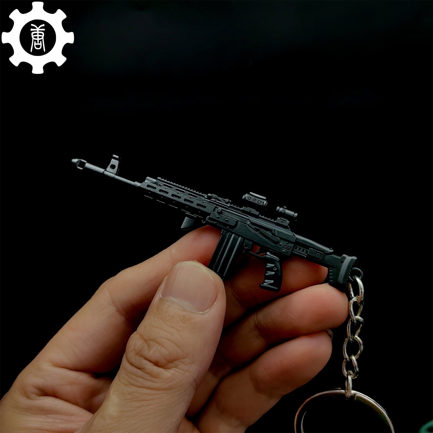 Metal AK308 Mini Gun Model Keychain Backpack Pendant