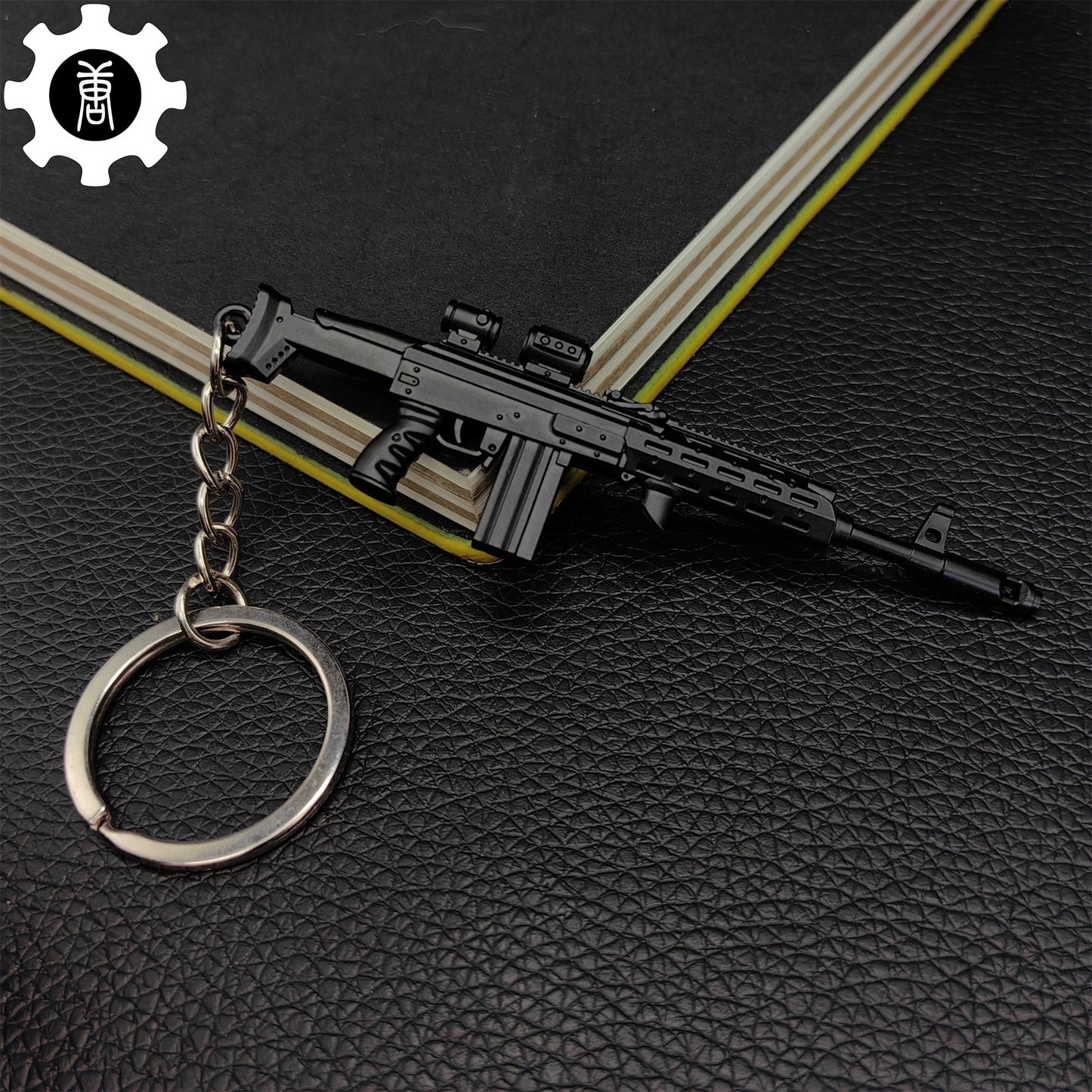Metal AK308 Mini Gun Model Keychain Backpack Pendant