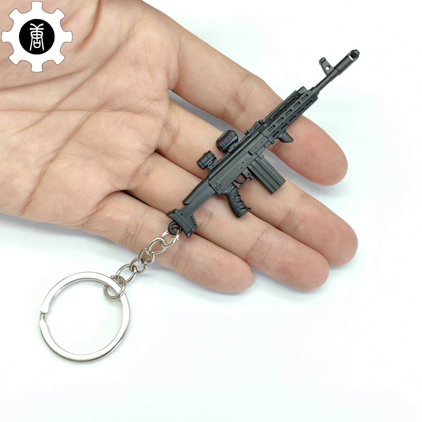Metal AK308 Mini Gun Model Keychain Backpack Pendant