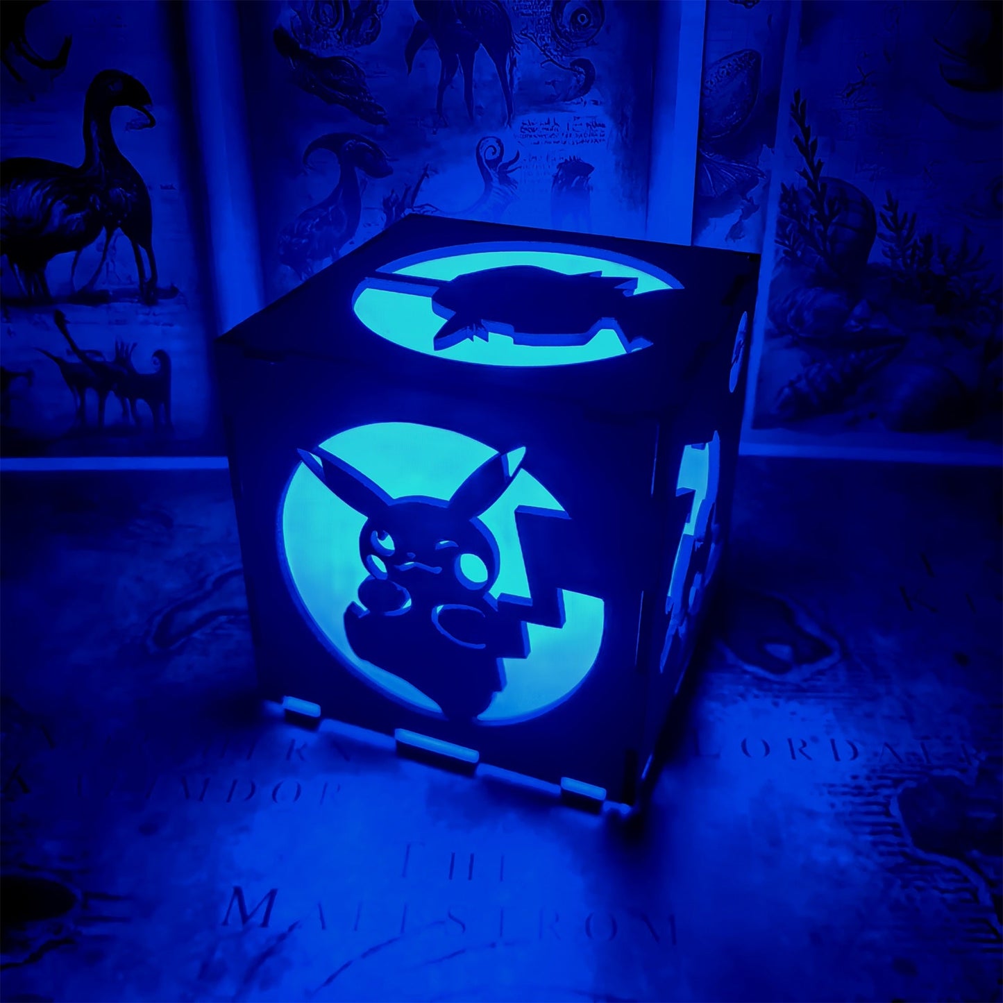 Anime Cute Pet Inspired Wood Cube Light Desk Decor