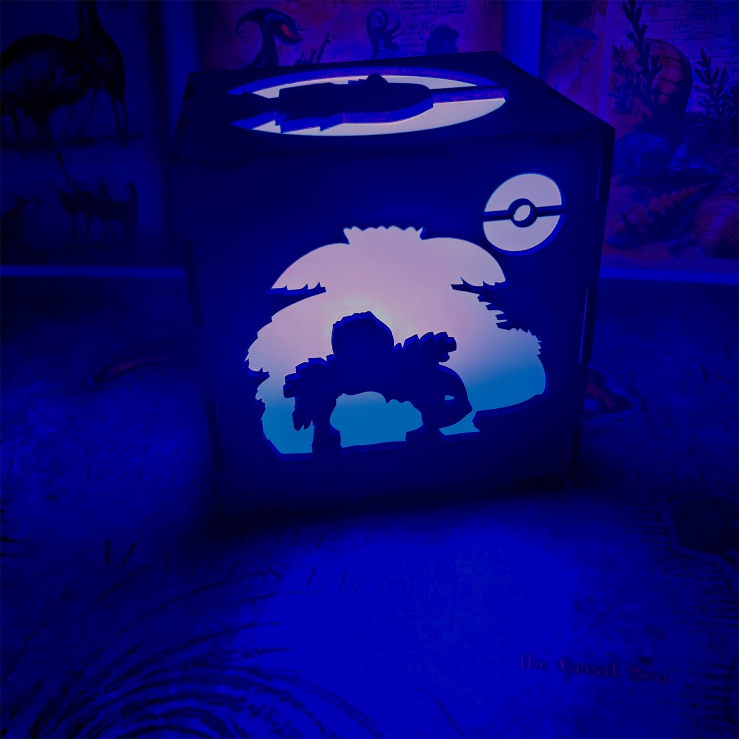 Anime Cute Pet Inspired Wood Cube Light Desk Decor