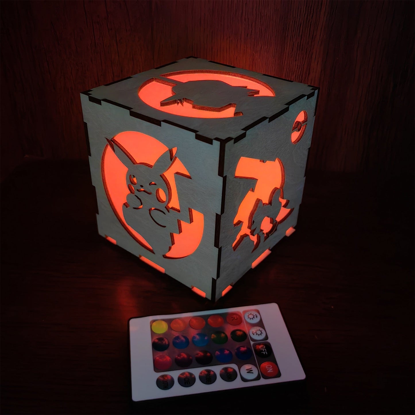 Anime Cute Pet Inspired Wood Cube Light Desk Decor
