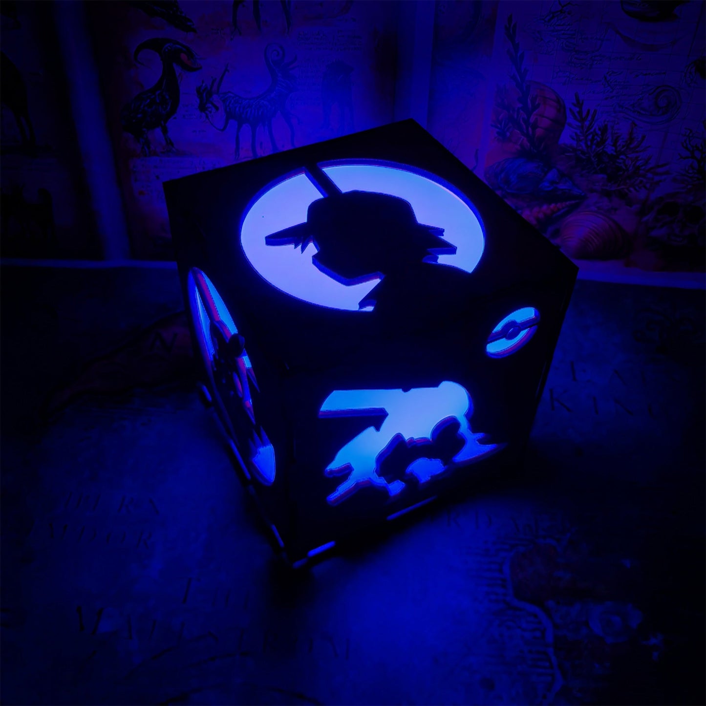 Anime Cute Pet Inspired Wood Cube Light Desk Decor