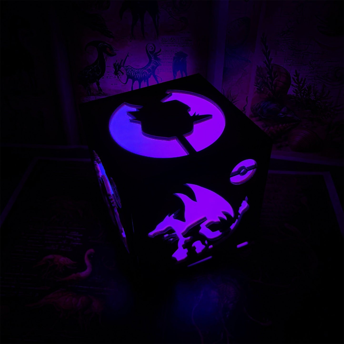 Anime Cute Pet Inspired Wood Cube Light Desk Decor