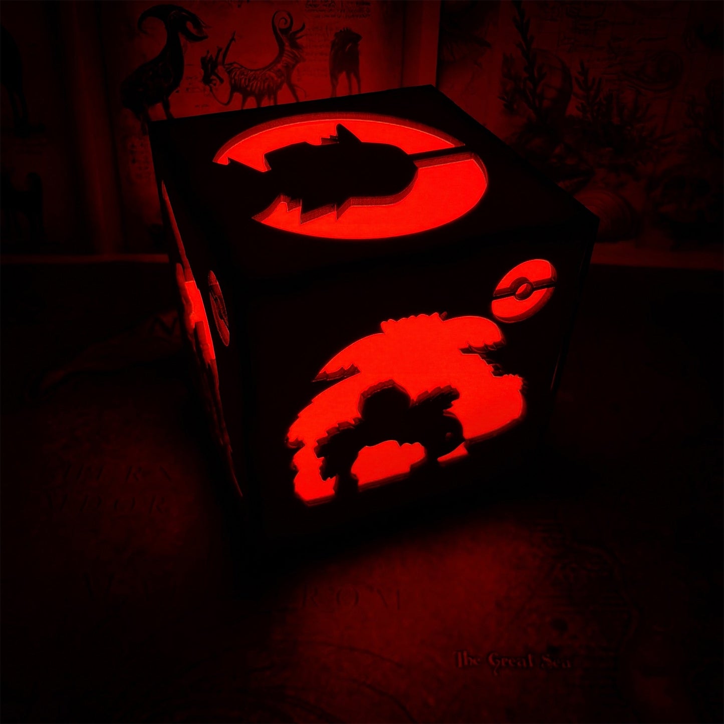 Anime Cute Pet Inspired Wood Cube Light Desk Decor