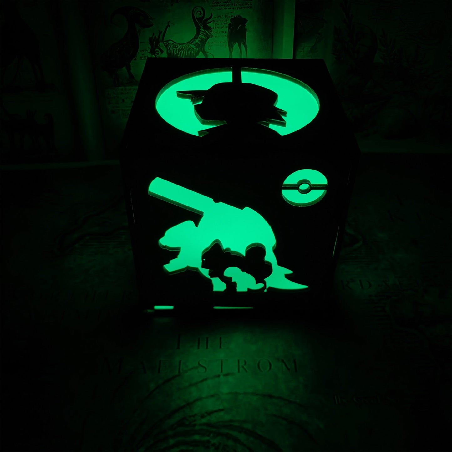 Anime Cute Pet Inspired Wood Cube Light Desk Decor