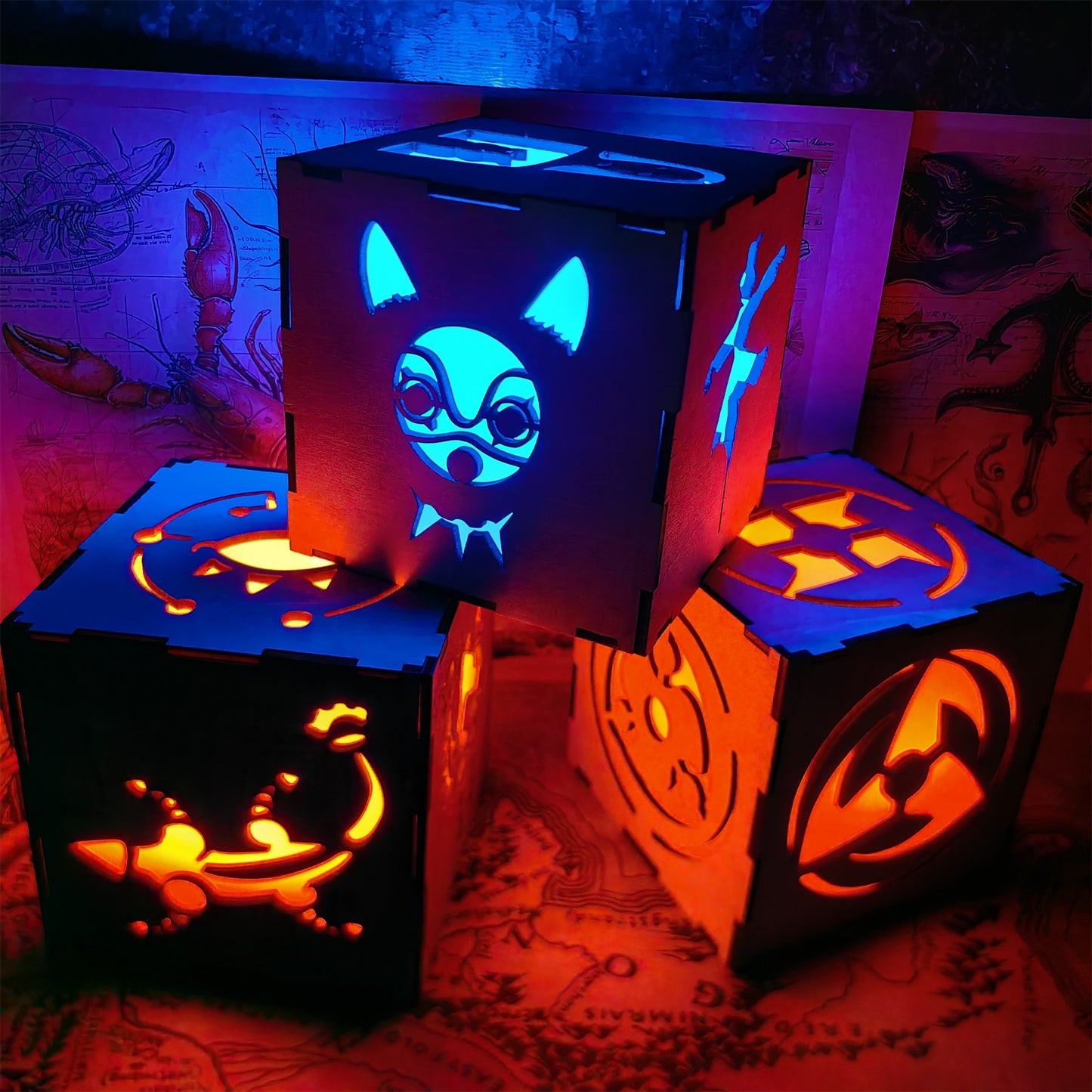 Anime-Inspired Wooden Lamp Desk Decor