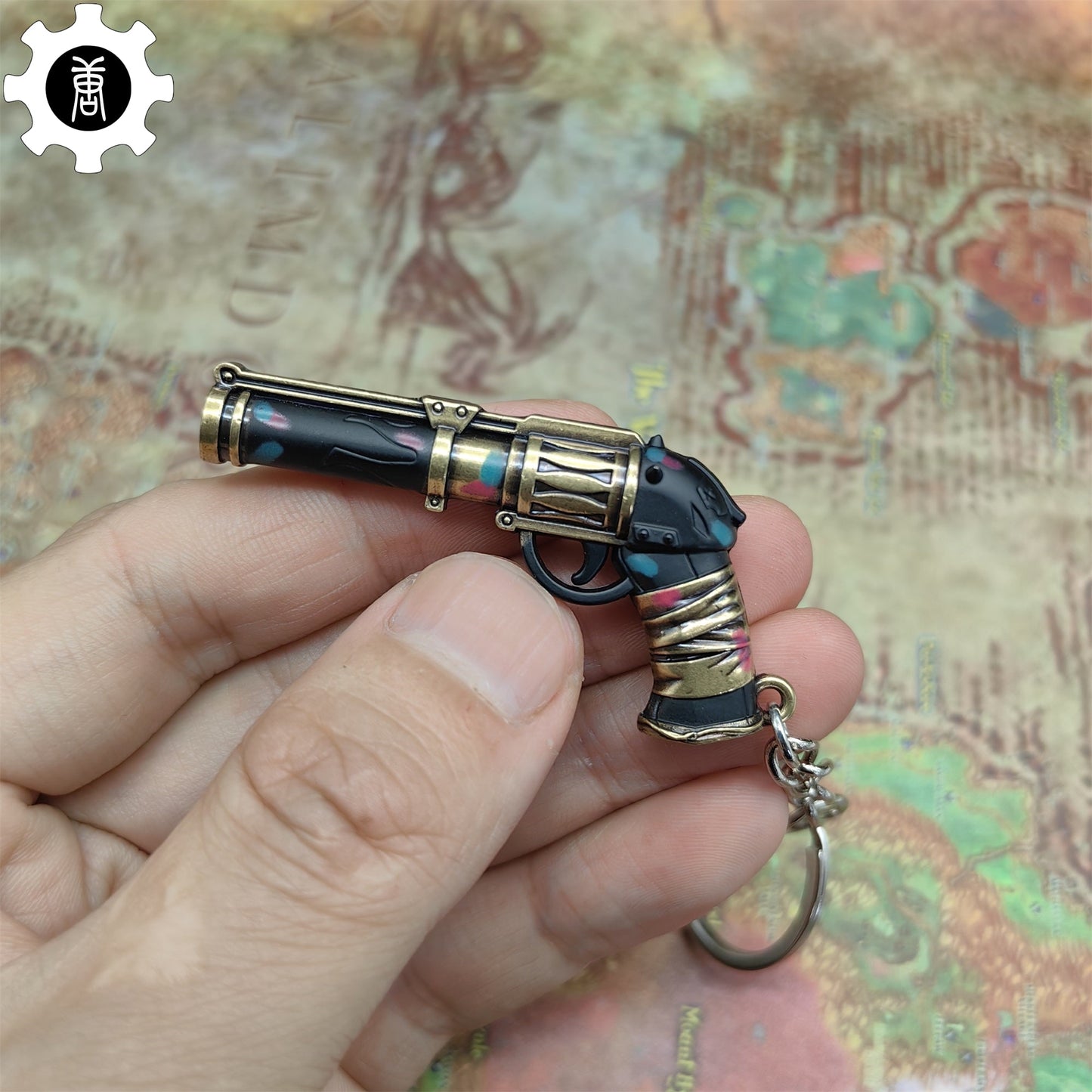 Val Metal Arcane Sheriff Gun Keychain Backpack Pendant