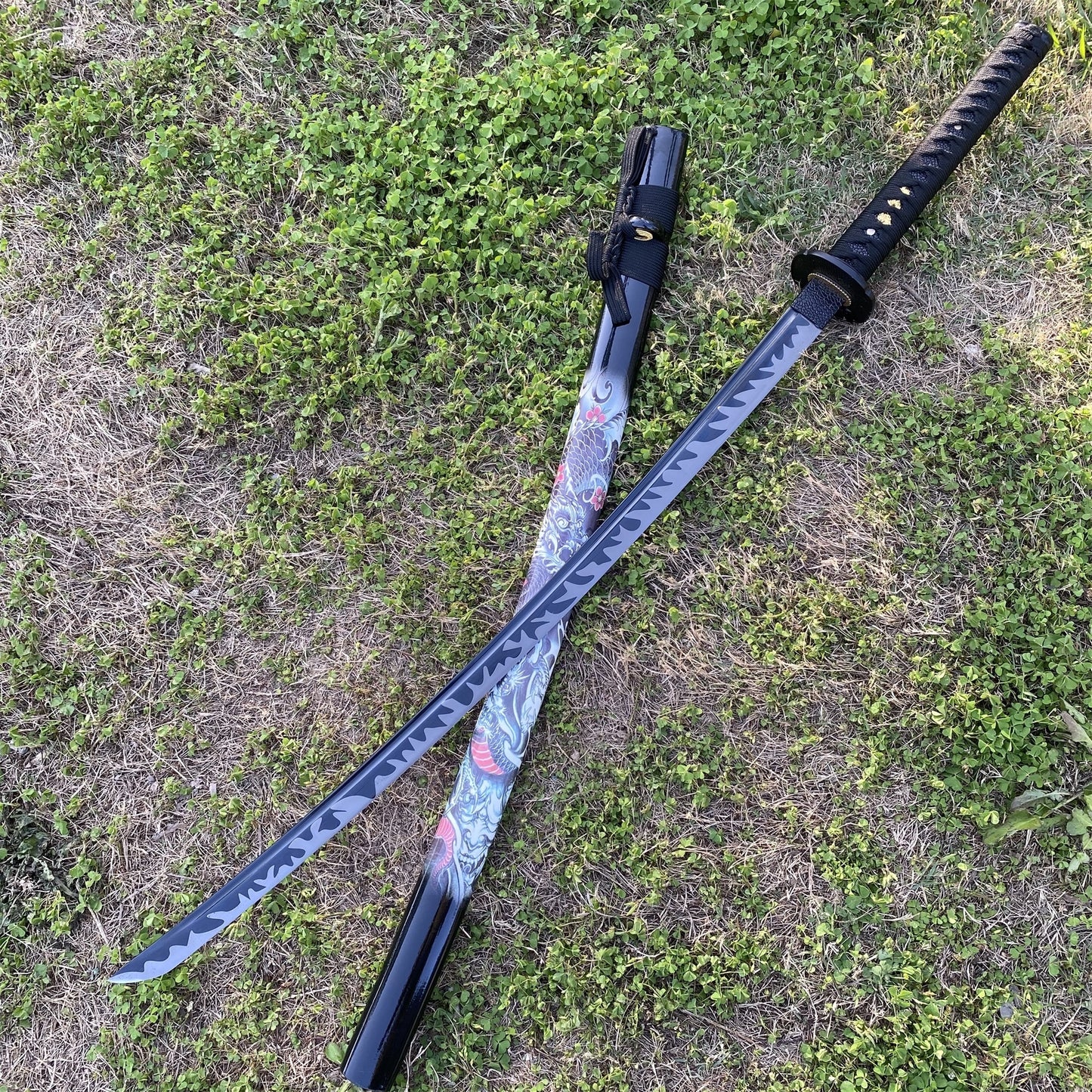 Japanese Katana Life-size Black Dragon's Fang Katana Replica