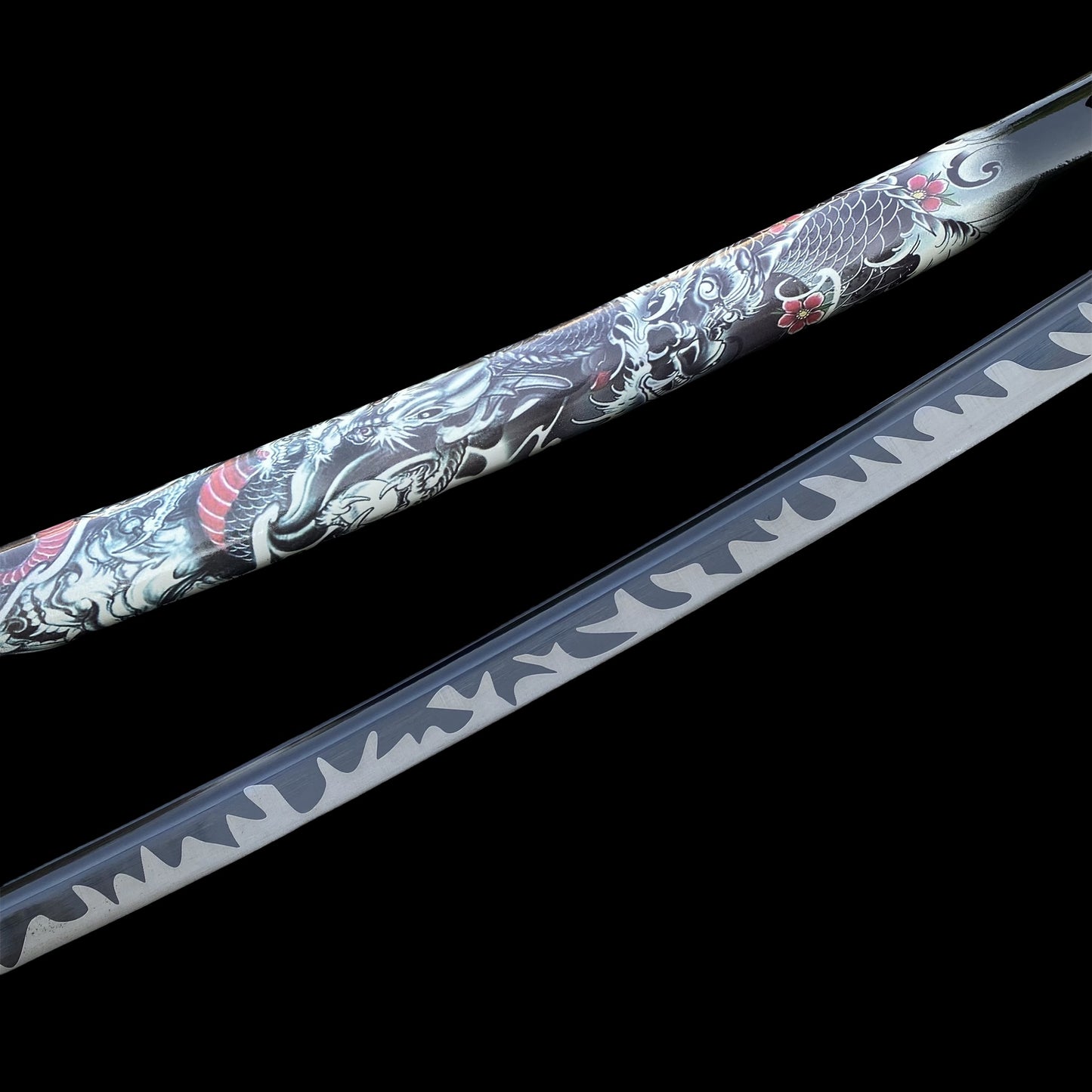 Japanese Katana Life-size Black Dragon's Fang Katana Replica