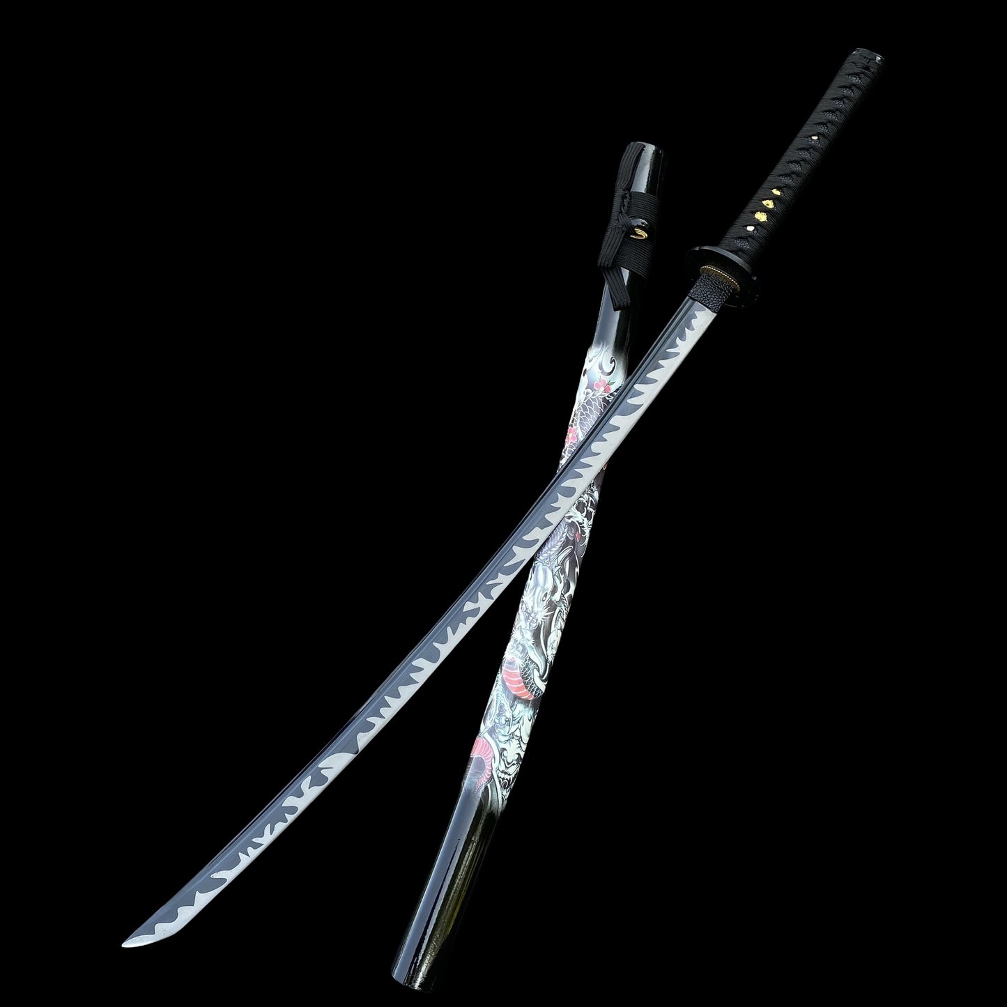 Japanese Katana Life-size Black Dragon's Fang Katana Replica