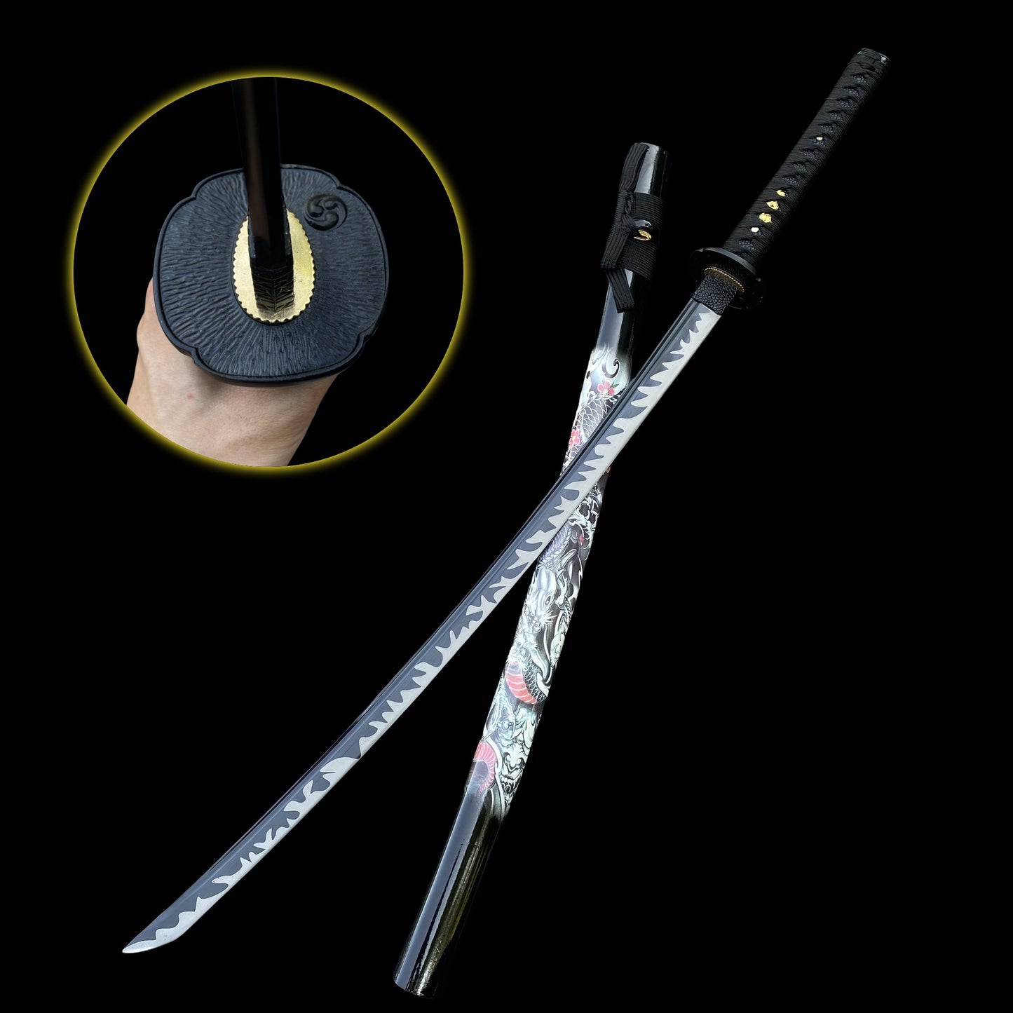 Japanese Katana Life-size Black Dragon's Fang Katana Replica