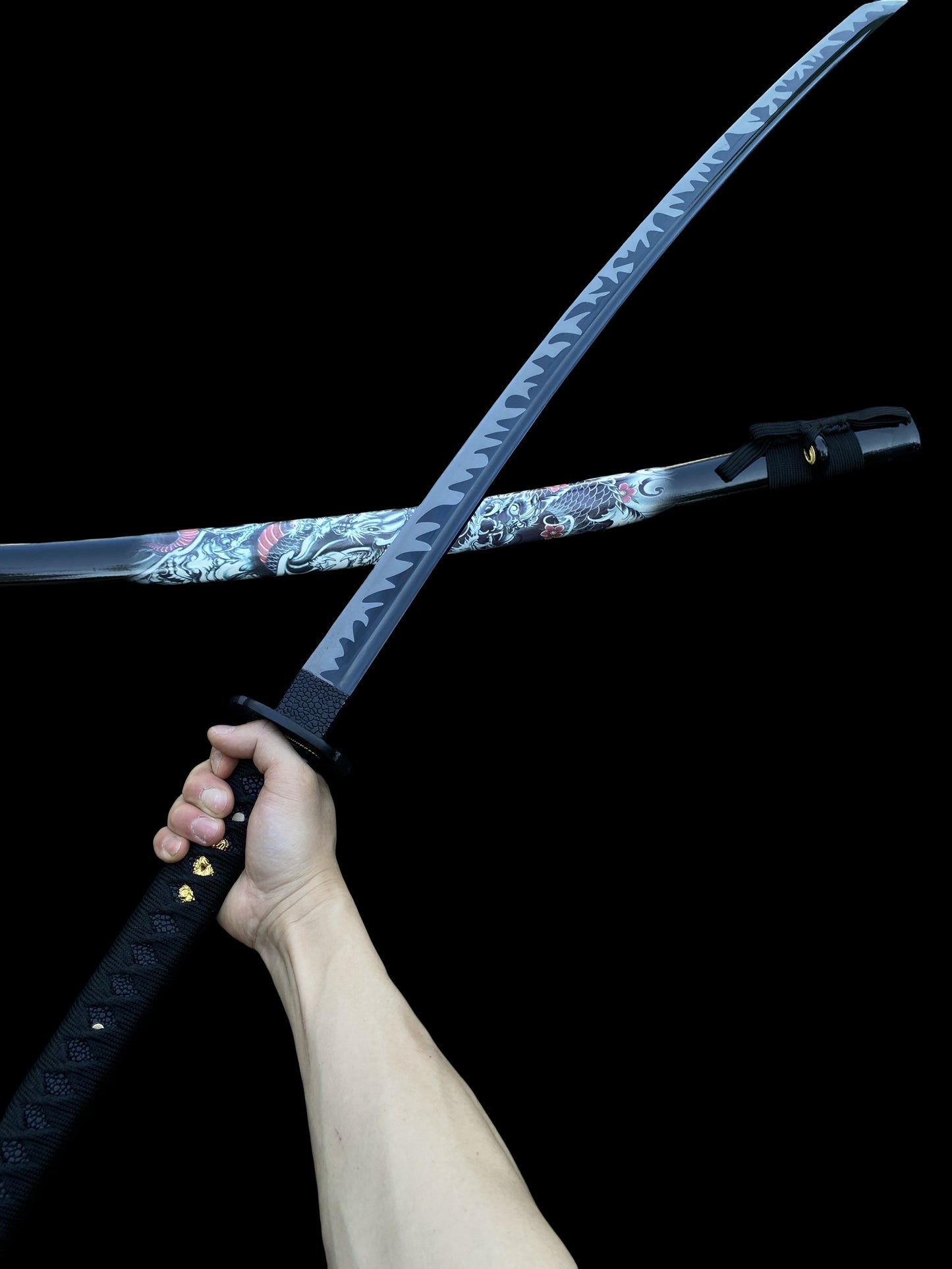 Japanese Katana Life-size Black Dragon's Fang Katana Replica