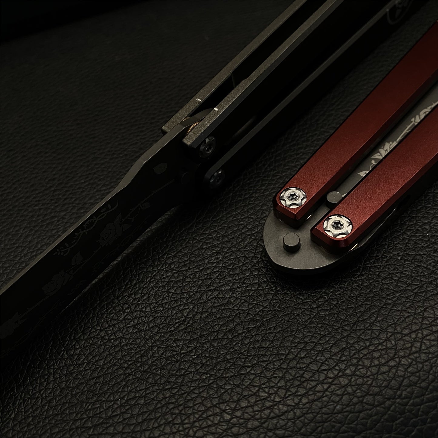 High-End TF2 Black Rose Butterfly Knife Trainer CNC Aluminum Alloy Handle Balisong Trainer