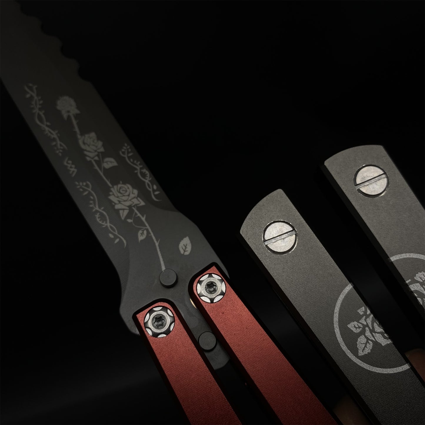 High-End TF2 Black Rose Butterfly Knife Trainer CNC Aluminum Alloy Handle Balisong Trainer