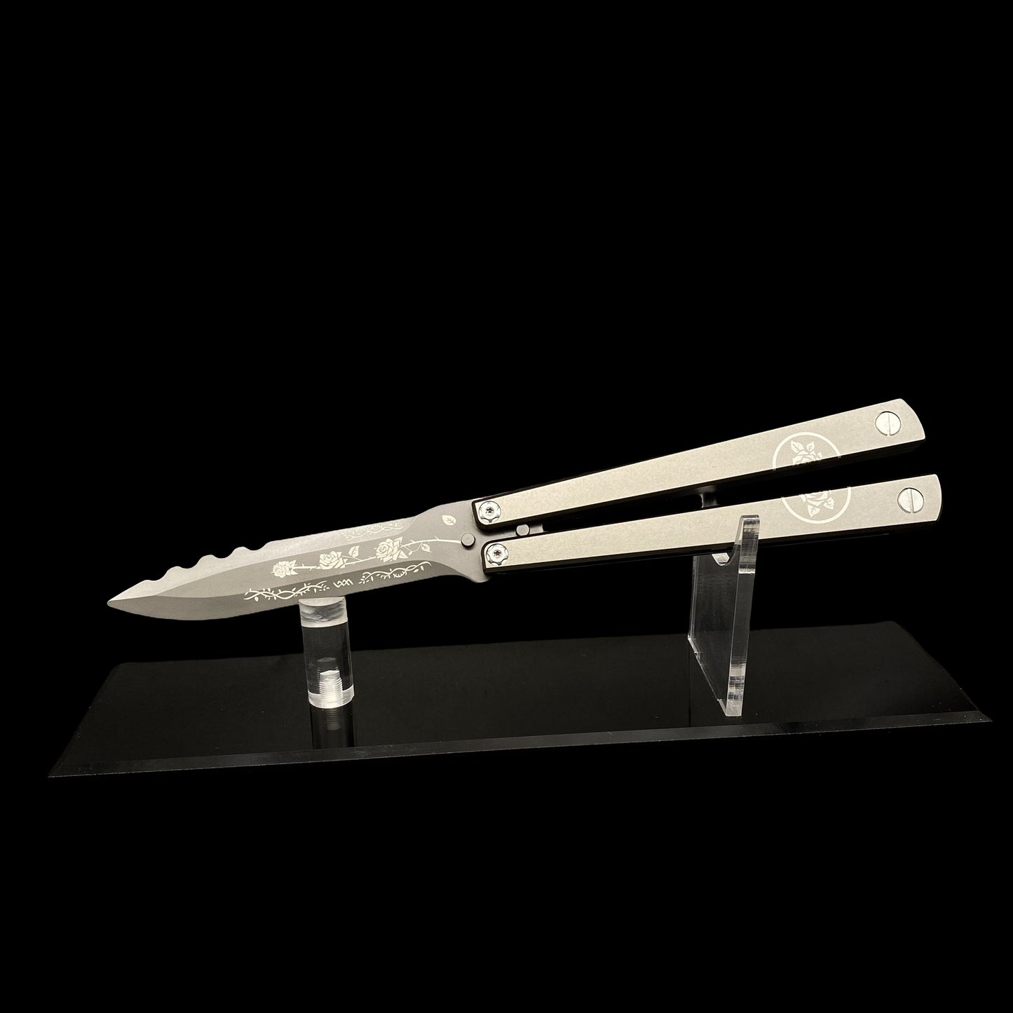 High-End TF2 Black Rose Butterfly Knife Trainer CNC Aluminum Alloy Handle Balisong Trainer