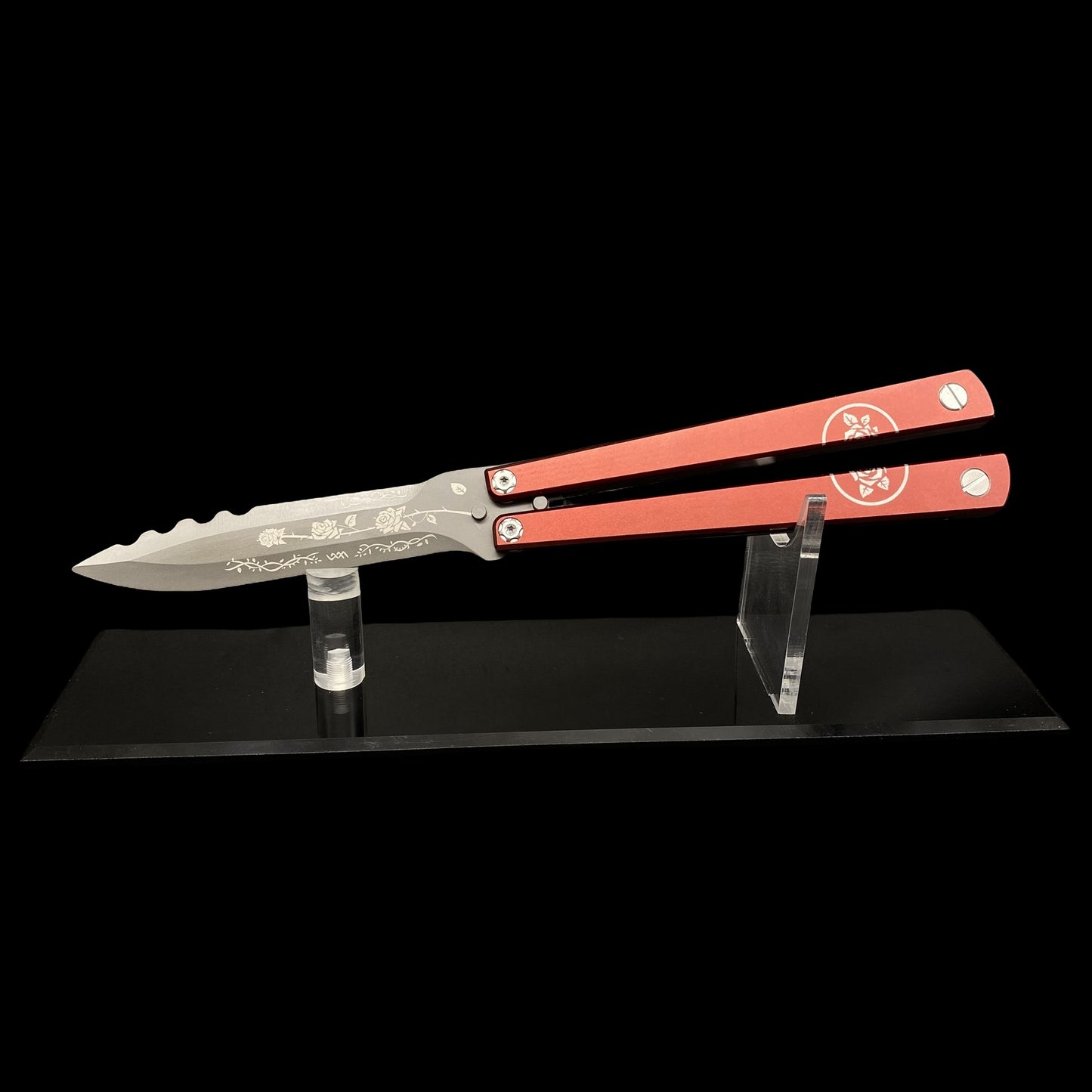 High-End TF2 Black Rose Butterfly Knife Trainer CNC Aluminum Alloy Handle Balisong Trainer