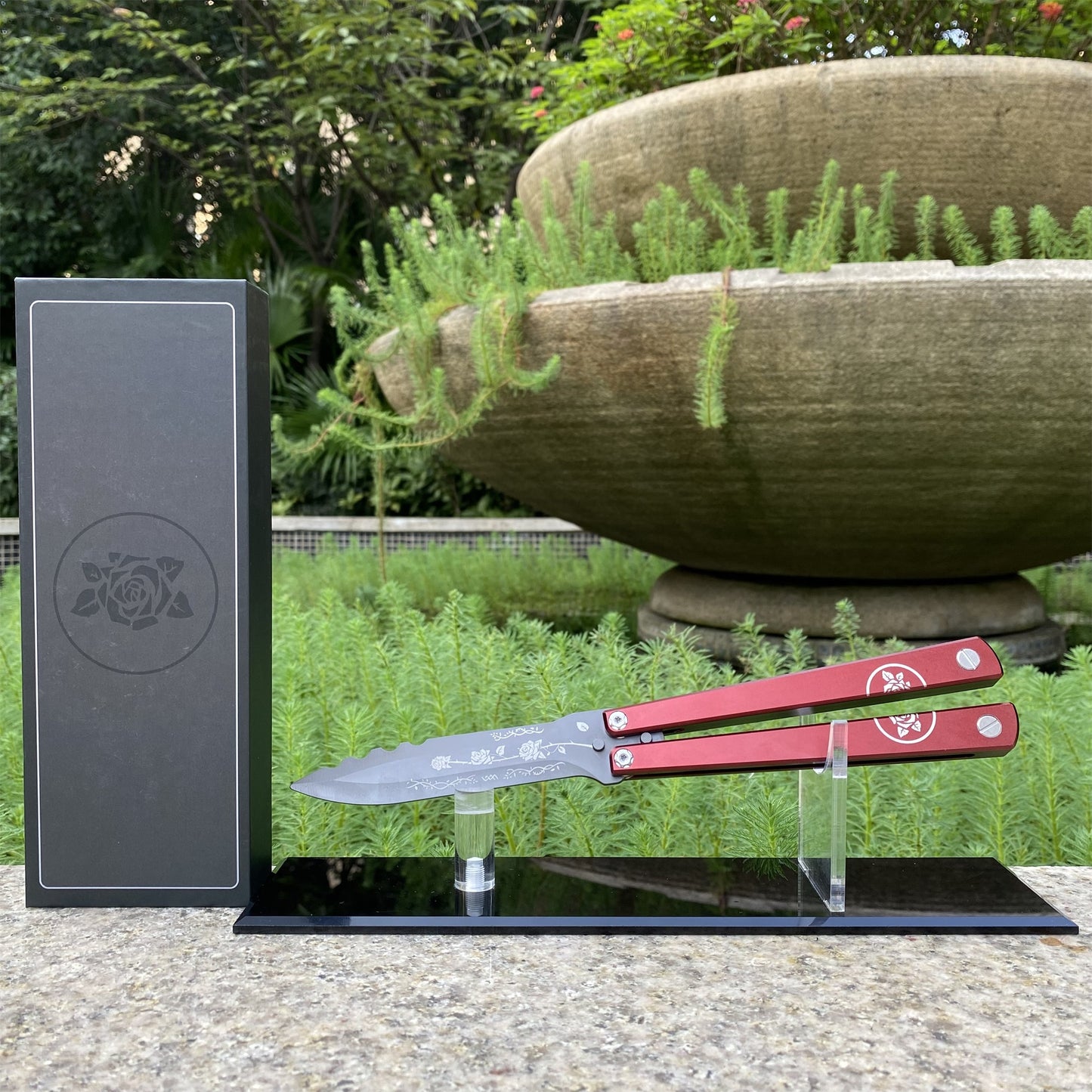 High-End TF2 Black Rose Butterfly Knife Trainer CNC Aluminum Alloy Handle Balisong Trainer