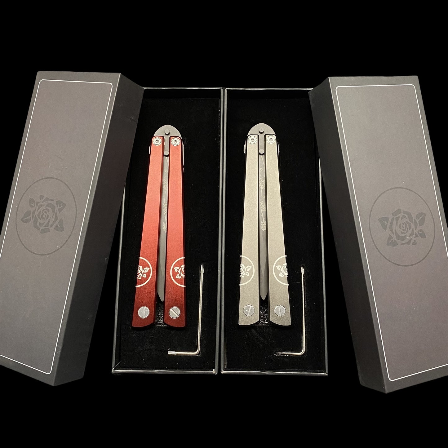 High-End TF2 Black Rose Butterfly Knife Trainer CNC Aluminum Alloy Handle Balisong Trainer