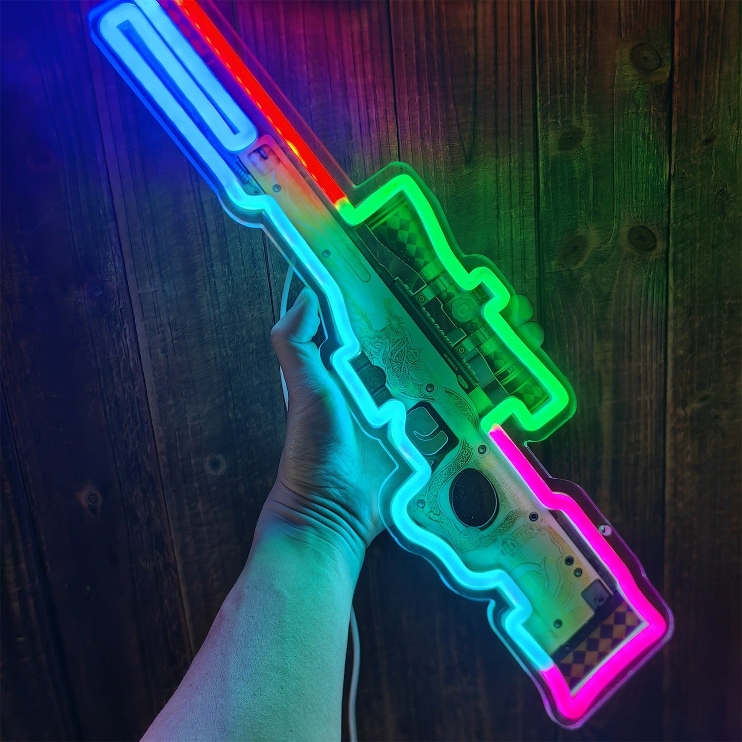 AWP Dragon Lore Sniper Gun Neon Lamp Wall Decor