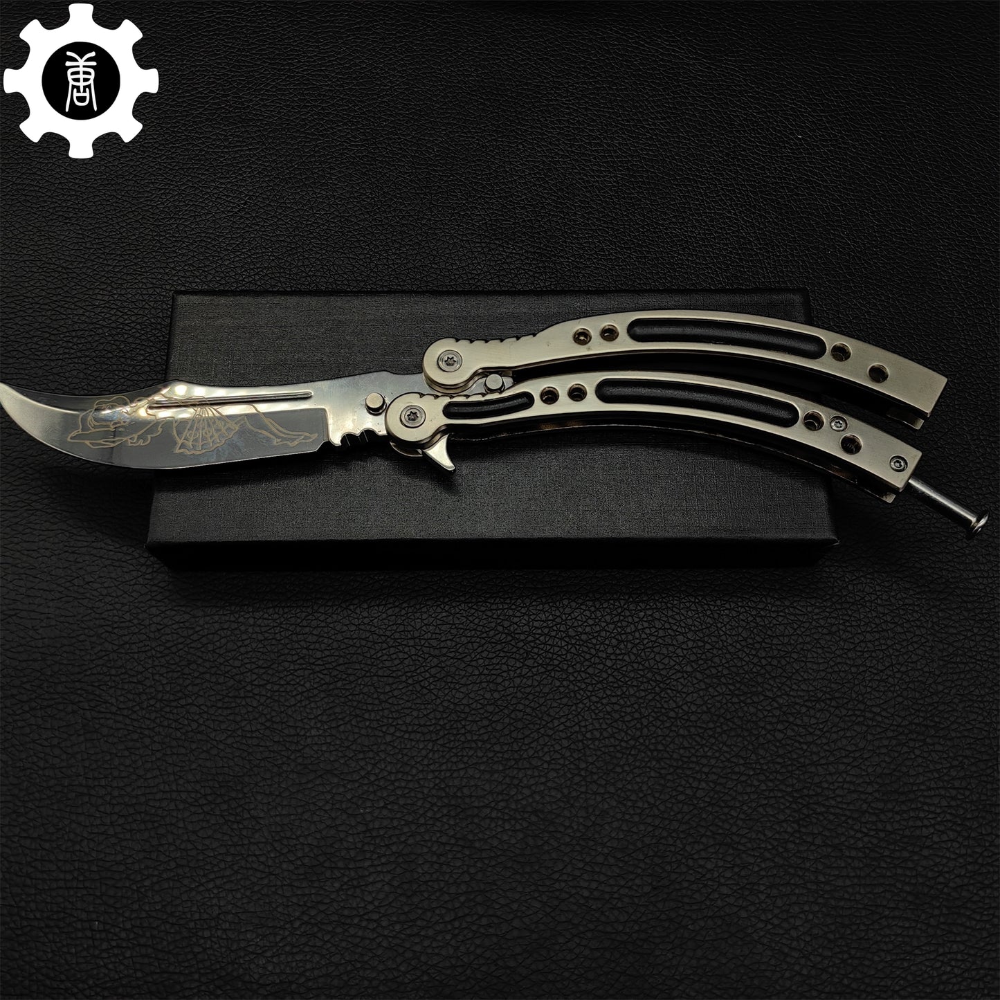 Brown Chrome Butterfly Knife Game Metal Balisong