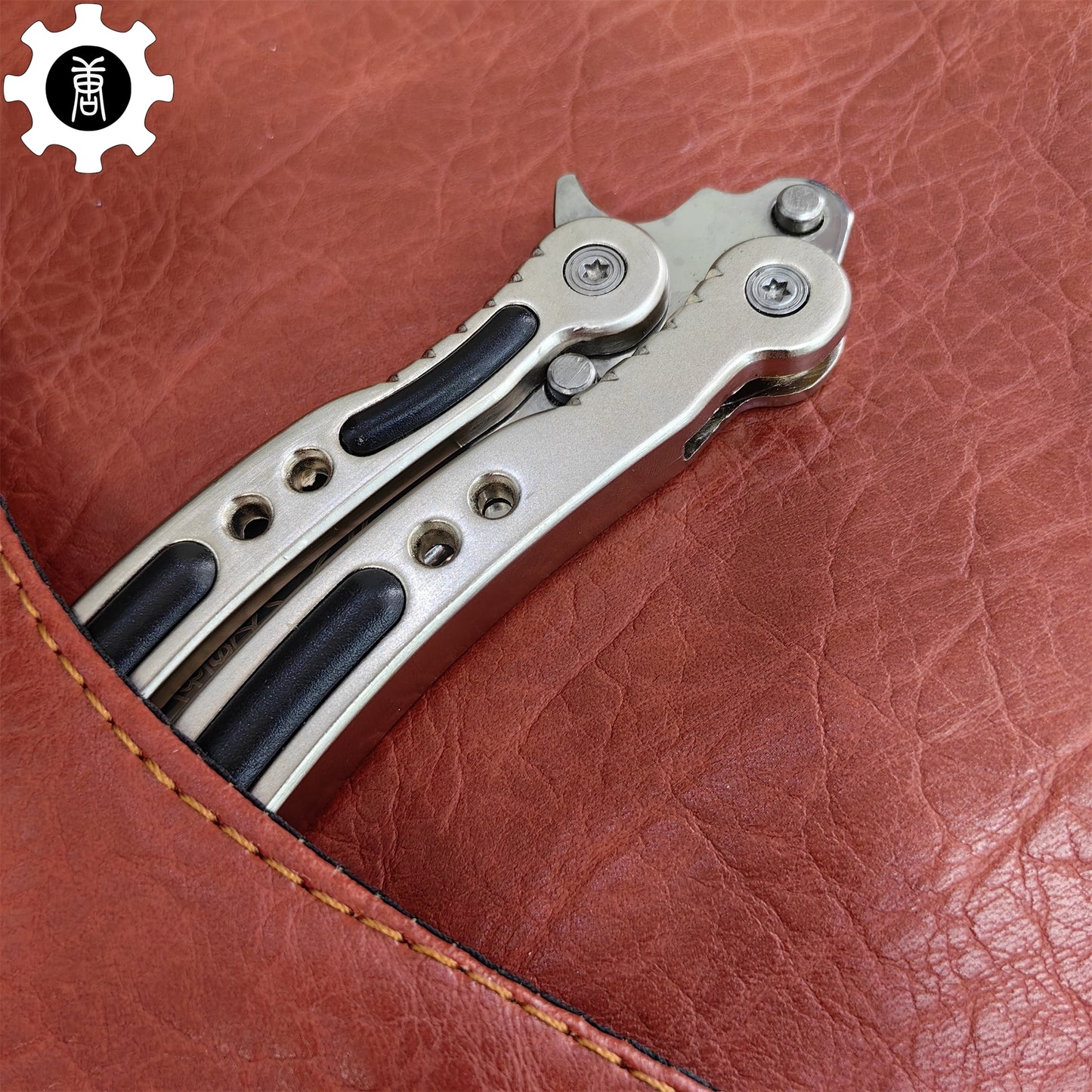 Brown Chrome Butterfly Knife Game Metal Balisong