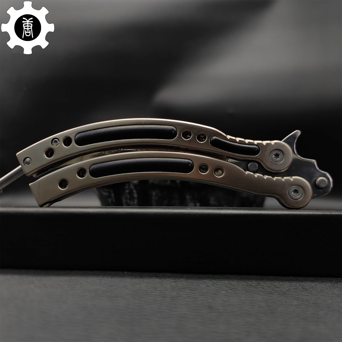 Brown Chrome Butterfly Knife Game Metal Balisong