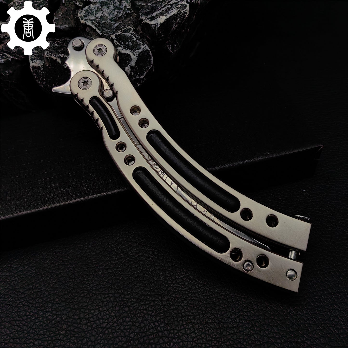 Brown Chrome Butterfly Knife Game Metal Balisong