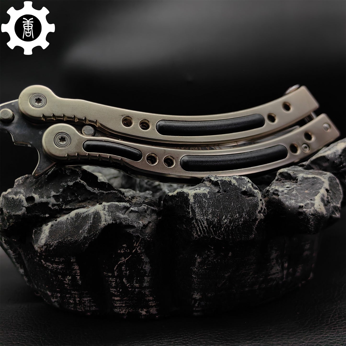 Brown Chrome Butterfly Knife Game Metal Balisong