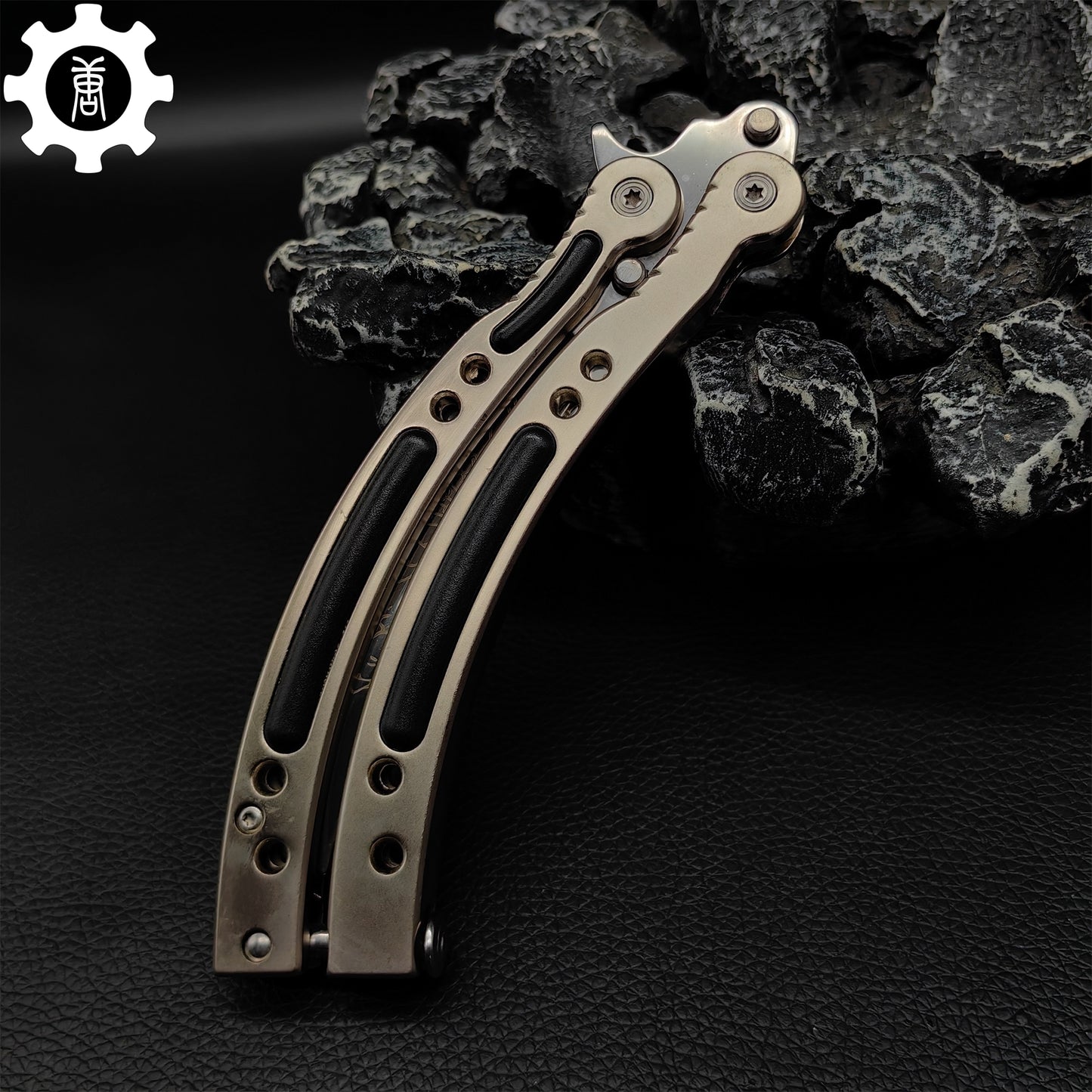Brown Chrome Butterfly Knife Game Metal Balisong