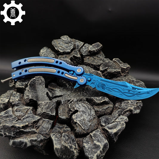 Cartel Blue Metal Balisong Game Butterfly Knife 