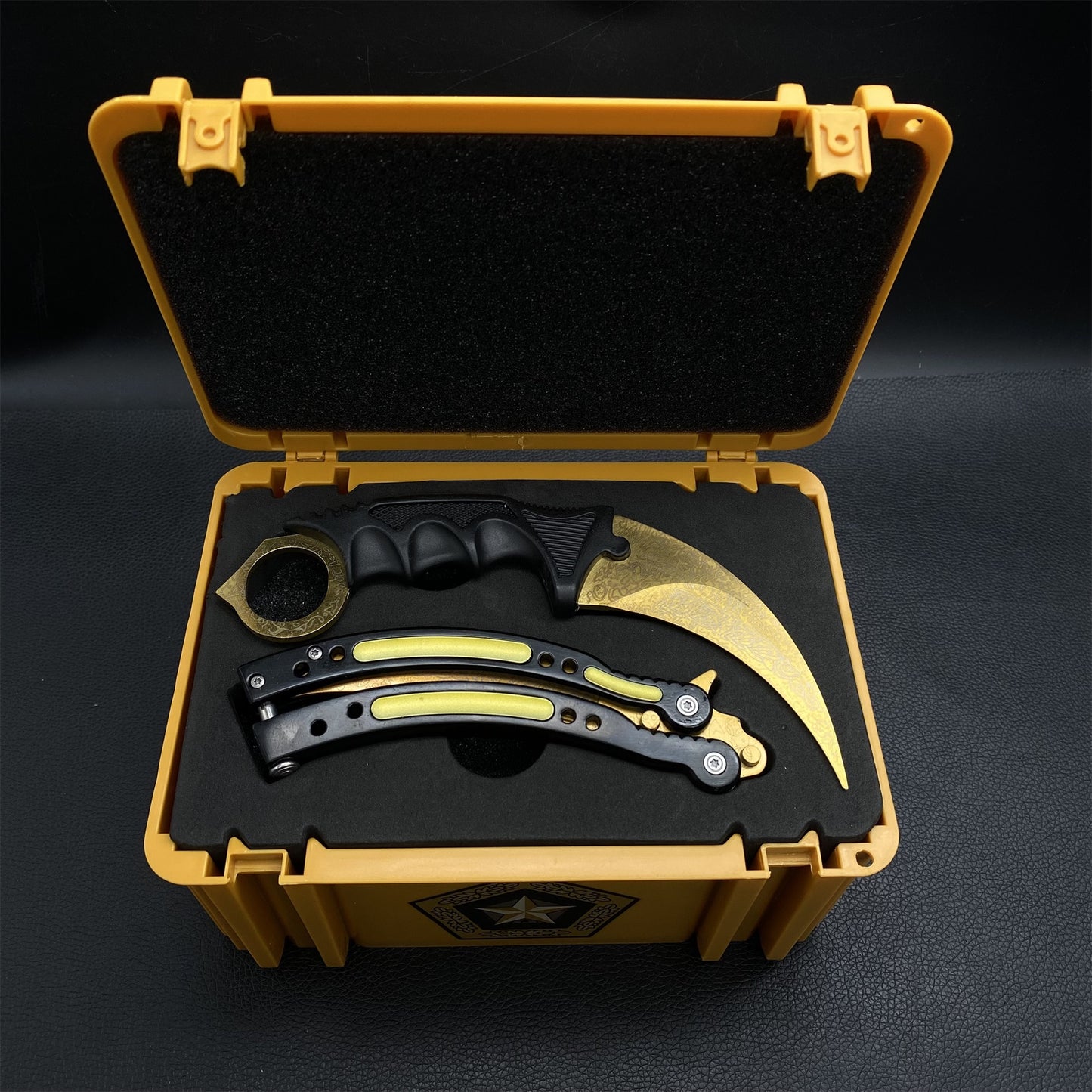 Fade Doppler Lore Case Hardened Gamma Case Balisong Karambit 2 in 1 Gift Box