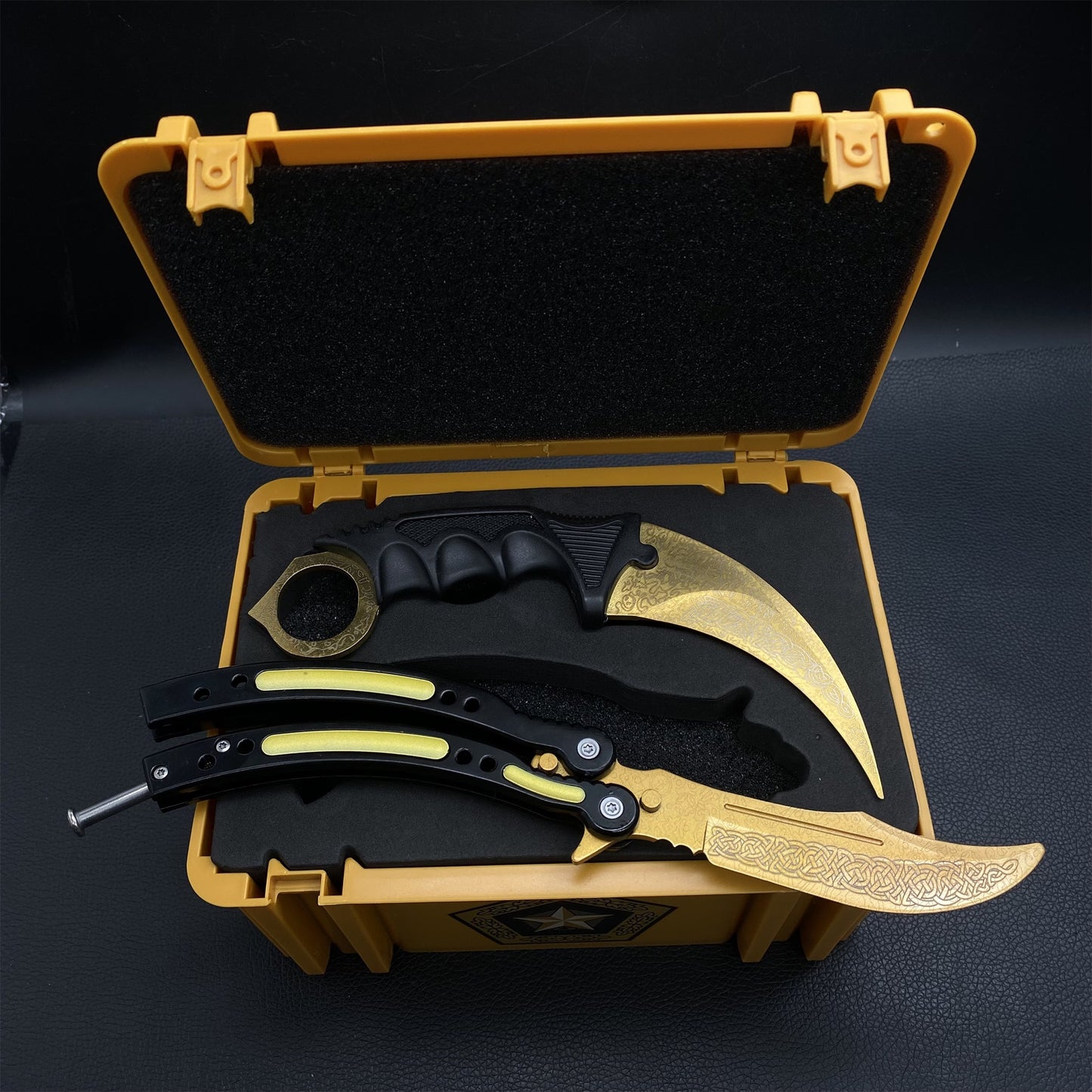 Fade Doppler Lore Case Hardened Gamma Case Balisong Karambit 2 in 1 Gift Box