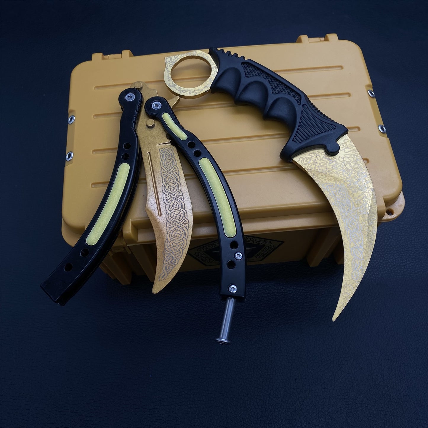 Fade Doppler Lore Case Hardened Gamma Case Balisong Karambit 2 in 1 Gift Box